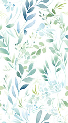 Wall Mural - watercolor leaf and stems pattern with leaves as accent abstract graphic poster background