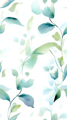 Wall Mural - watercolor leaf and stems pattern with leaves as accent abstract graphic poster background