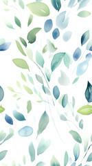 Wall Mural - watercolor leaf and stems pattern with leaves as accent abstract graphic poster background