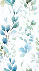 Wall Mural - watercolor leaf and stems pattern with leaves as accent abstract graphic poster background