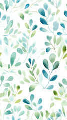 Wall Mural - watercolor leaf and stems pattern with leaves as accent abstract graphic poster background