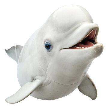 Cute Beluga Whale Illustration isolated on transparent background  
