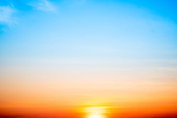 Wall Mural - sky,sunset, beautiful , luxury soft gradient orange gold clouds and sunlight on the blue sky perfect