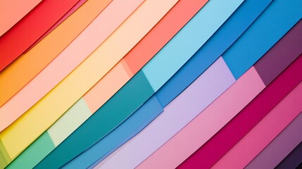 Wall Mural - colorful overlapping paper strips creating a vibrant gradient effect