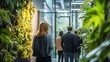 © Sakdecha - Businesswoman Walking in Lush Green Indoor Plant Environment