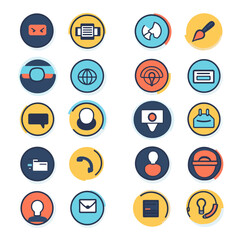 Vector icon set with coding, web development, and business concepts