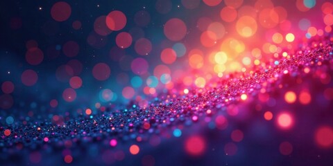 Wall Mural - abstract sparkle background vibrant pink, blue, and orange bokeh lights on a glittering surface