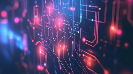 A computer screen with a lot of lines and dots. Abstract futuristic technology concept for web design, software development.