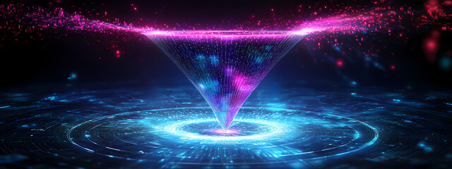 Wall Mural - Digital Data Transfer in a Virtual Funnel