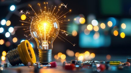 Technology innovation captured in glowing programming tools.