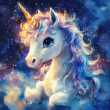 Baby Unicorn with Sparkling Mane