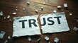 © Rafal Rutkowski - Broken Trust: Torn paper with the word 'Trust' symbolizes fractured relationships and loss of confidence.