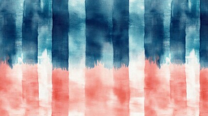 Wall Mural - A seamless pattern with tie-dye blue and pink stripes, their colors creating an abstract gradient across the fabric