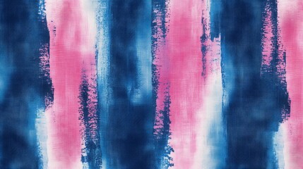 Wall Mural - A seamless pattern with tie-dye blue and pink stripes, their colors creating an abstract gradient across the fabric