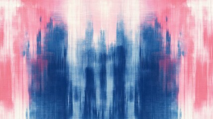 Wall Mural - A seamless pattern with tie-dye blue and pink stripes, their colors creating an abstract gradient across the fabric