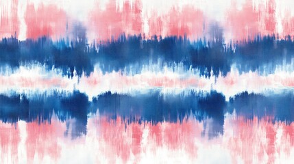 Wall Mural - A seamless pattern with tie-dye blue and pink stripes, their colors creating an abstract gradient across the fabric