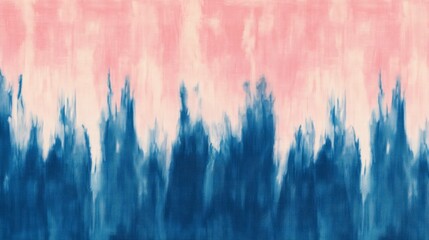 Wall Mural - A seamless pattern with tie-dye blue and pink stripes, their colors creating an abstract gradient across the fabric