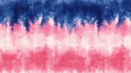Wall Mural - A seamless pattern with tie-dye blue and pink stripes, their colors creating an abstract gradient across the fabric