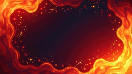 Wall Mural - abstract fiery border with glowing particles, perfect for design projects