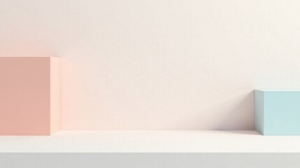 Leinwandbilder - Minimalist Pastel Cube Display Background with Blank Space for Product Presentation