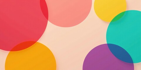 Leinwandbilder - Abstract Colorful Overlapping Circles Design on Pale Background