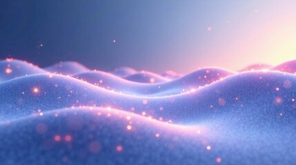 Poster - Ethereal Sparkling Hillscape at Dawn Soft, Glimmering Texture with Pastel Hues