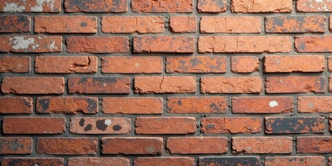 Poster - Rustic Red Brick Wall Texture A Detailed Close-Up Showing Aged Brickwork with Subtle Variations in Color and Texture