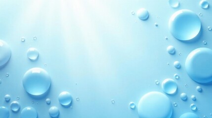 Poster - Abstract Background of Light Blue Water Droplets on Smooth Surface, Perfect for Serenity and Cleanliness Concepts