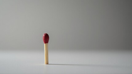 Aufkleber - A single, upright matchstick with a crimson head stands alone against a muted, neutral backdrop. The minimalistic composition evokes a sense of anticipation and potential.