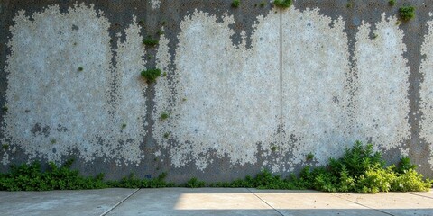 Fototapete - Textured Wall with Weathered Surface and Ground Cover