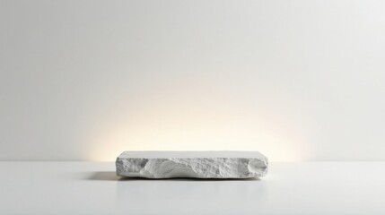 Leinwandbilder - a rough-hewn stone platform against a minimalist white background, ideal for product displays or art