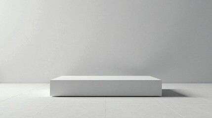 Aufkleber - Minimalist White Platform Against a Neutral Wall Background Ideal for Product Displays and Presentations