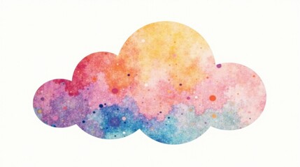 Poster - A whimsical cloud design, featuring a vibrant watercolor wash in a rainbow of hues, perfect for imaginative projects.