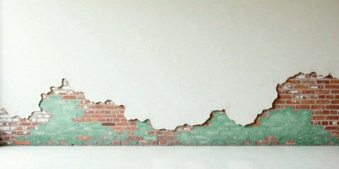 Aufkleber - Distressed Wall with Exposed Brick and Aged Plaster Showing the Beauty of Time and Decay