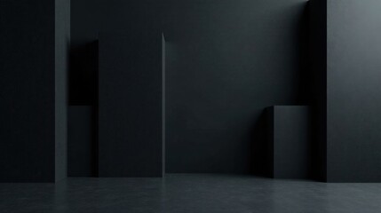 Leinwandbilder - Abstract Dark Room Minimalist Architectural Design with Geometric Shapes and Shadow Play