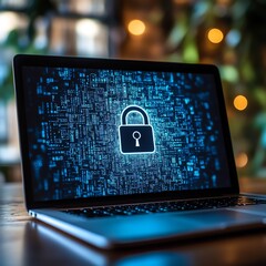 Fototapete - Padlock on a laptop screen