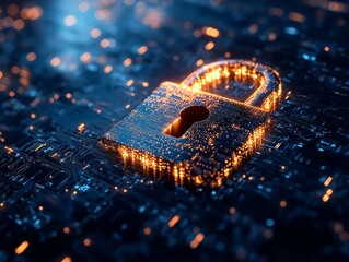 Poster - Padlock symbolizing laptop data security