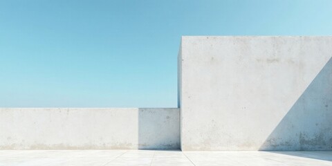 Poster - Minimalist Concrete Architecture Under a Pale Blue Sky A Study in Form and Light