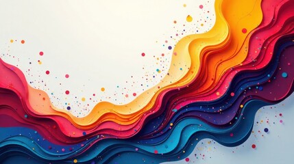 Leinwandbilder - Abstract Colorful Layered Paper Waves with Scattered Dots A Vibrant and Dynamic Design Element for Creative Projects