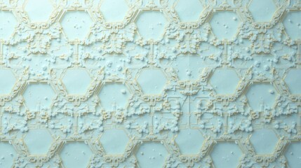 Poster - Abstract Hexagonal Pattern with Intricate Relief and Subtle Textural Variations
