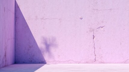 Fototapete - Lavender Wall Corner with Shadow and Cracks Minimalist Pastel Background
