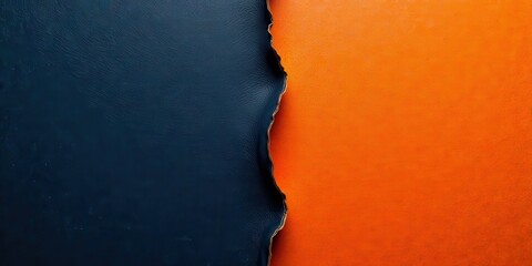 Fototapete - Abstract Composition Featuring Deep Blue and Vivid Orange Textures with a Jagged Edge Separation