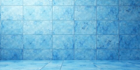 Poster - Serene Blue Tiled Room, Ideal for Product Displays and Interior Design Projects
