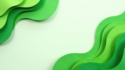Poster - Abstract Green Paper Wave Design with Copy Space for Text and Branding