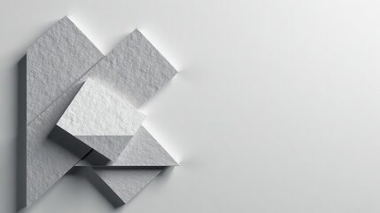 Leinwandbilder - Abstract White Geometric Shapes on a Light Grey Background, Ideal for Minimalist Designs and Modern Presentations