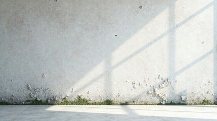 Leinwandbilder - Sunlit Minimalist Room with Weathered Concrete Wall and Ground Cover
