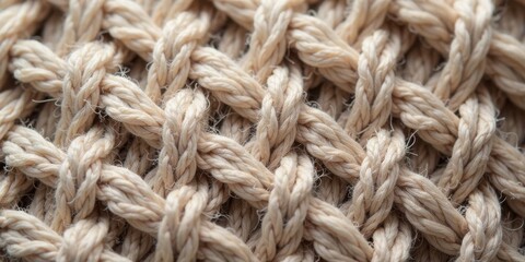 Poster - Close-up Detailed Texture of Interwoven Natural Fiber Ropes Showing Complex Knotting and Textural Detail