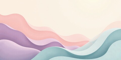 Poster - Serene Pastel Waveforms An Abstract Design Featuring Soft Hues and Gentle Curves, Ideal for Calming Backgrounds or Decorative Purposes