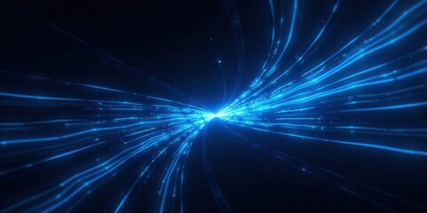 Aufkleber - Abstract Glowing Blue Lines Converging in a Dynamic, Energetic Composition, Representing Speed and Movement