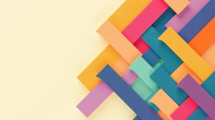 Poster - Abstract Colorful Interwoven Paper Stripes Design Background Featuring Pastel and Bright Hues